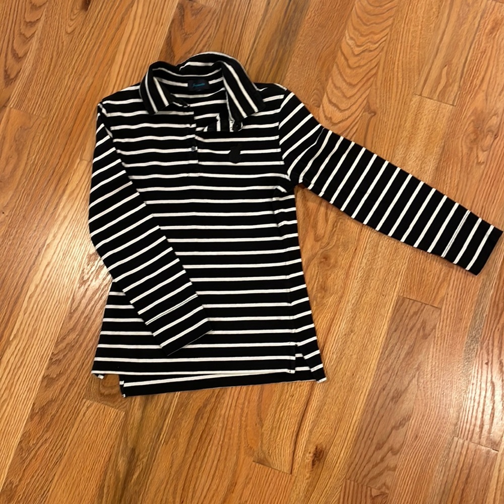 Faconnable XS navy/white striped long sleeved shirt